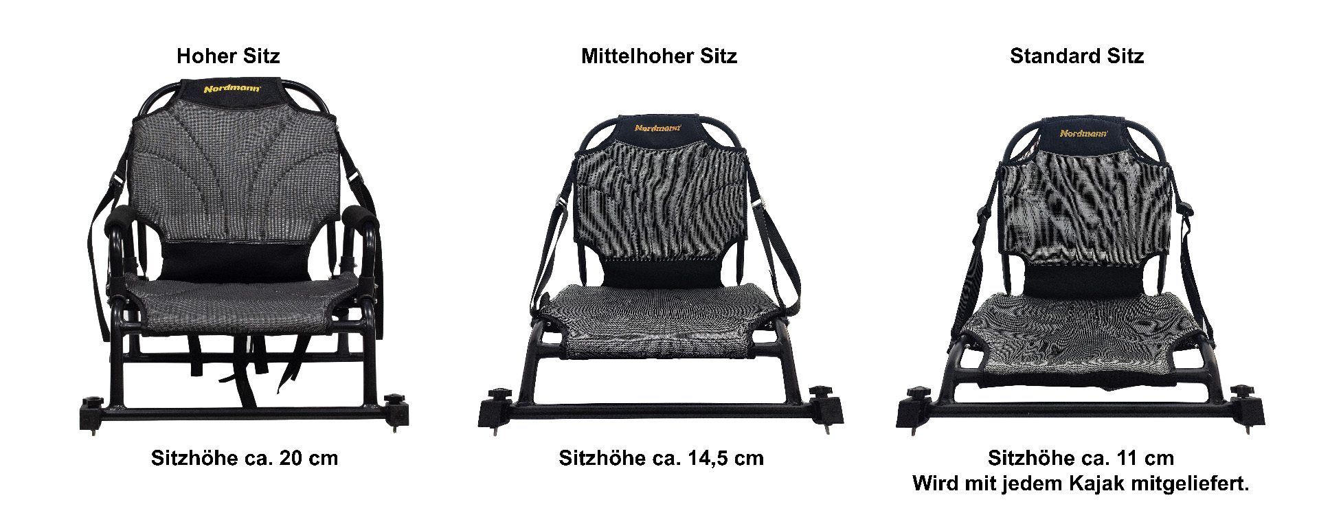 Nordmann® Komfort-Sitze für Angelkajaks in 2 verschiedenen Sitzhöhen