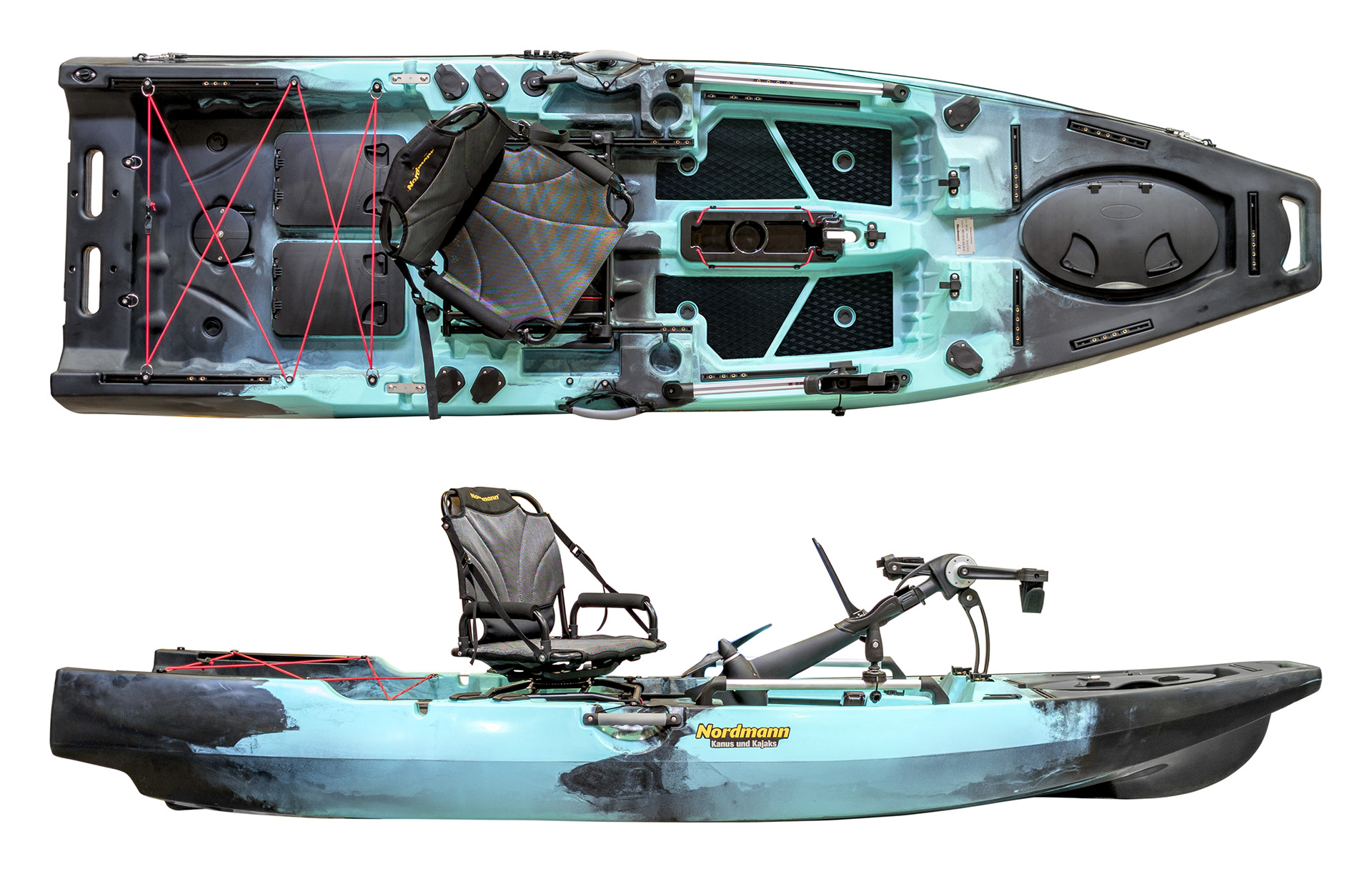 Nordmann® Orca 10.8 Angelkajak Sit on Top inkl. Zahnstangen-Pedalantrieb
