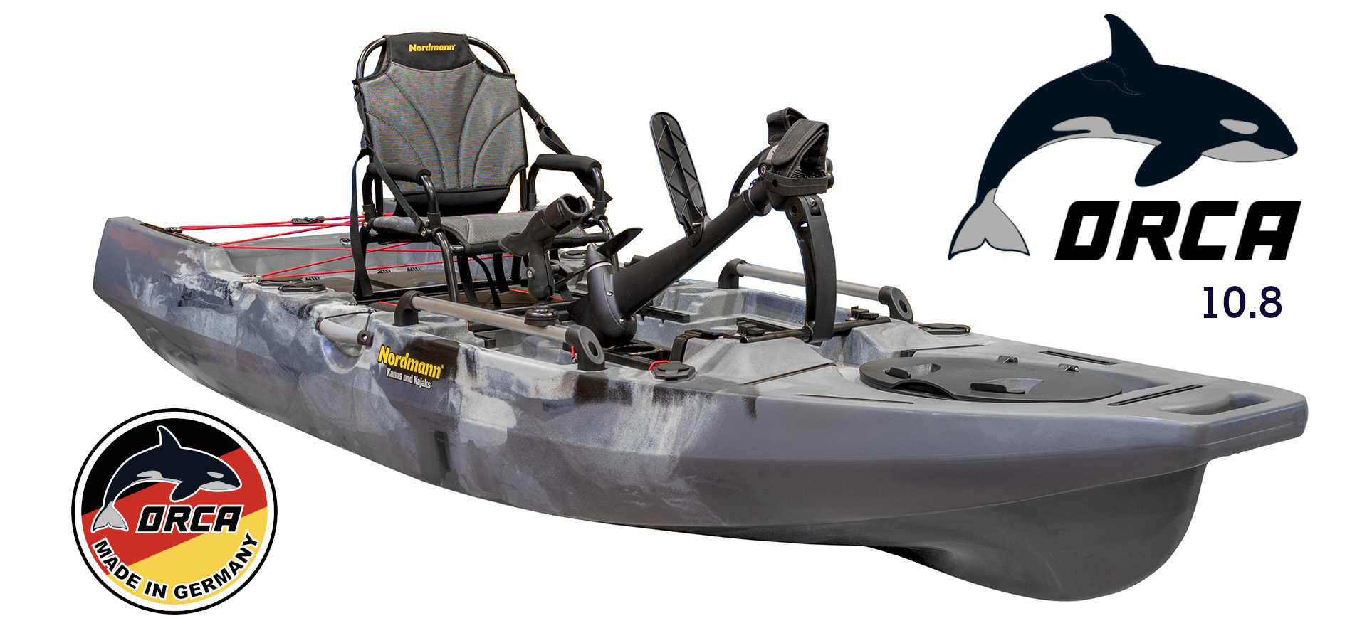 Nordmann® Orca 10.8 Angelkajak Sit on Top inkl. Zahnstangen-Pedalantrieb