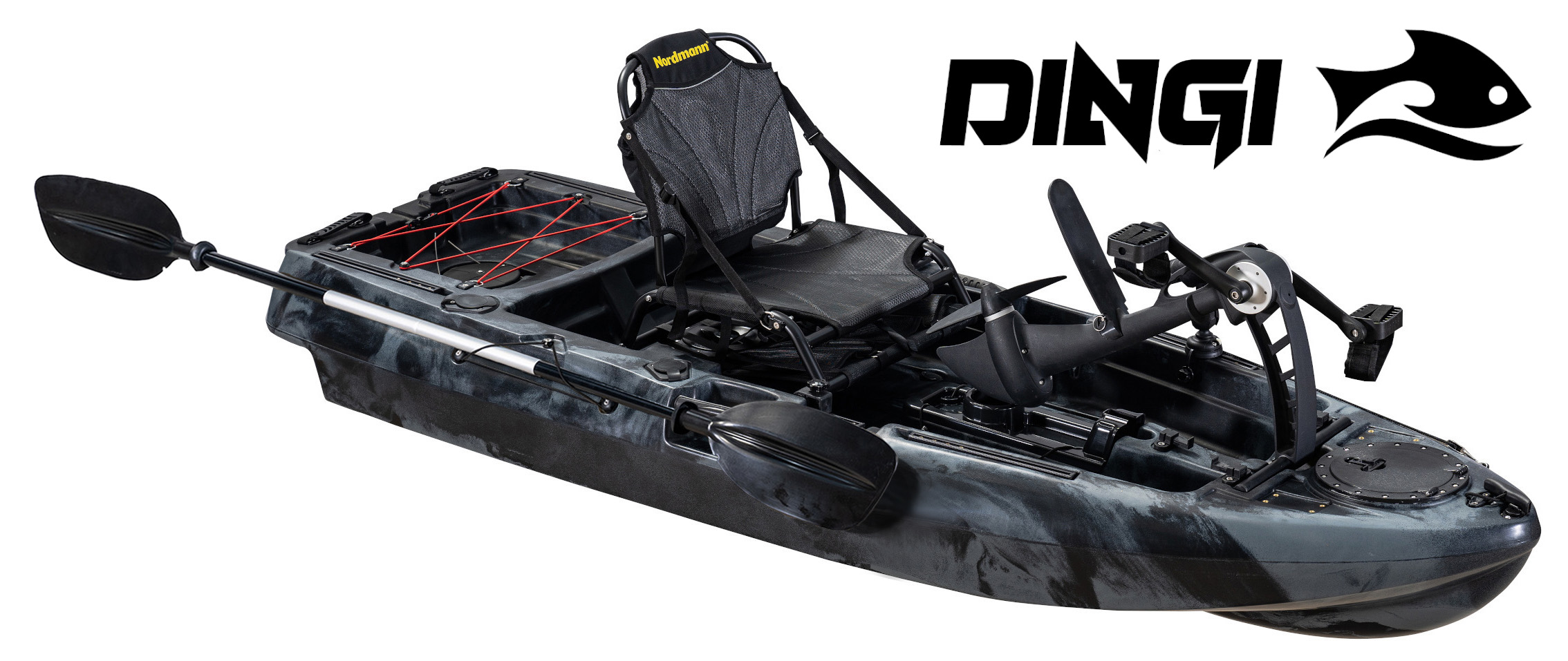 Nordmann® Dingi 250 - 8.2 Angelkajak Sit on Top inkl. Zahnstangen-Pedalantrieb