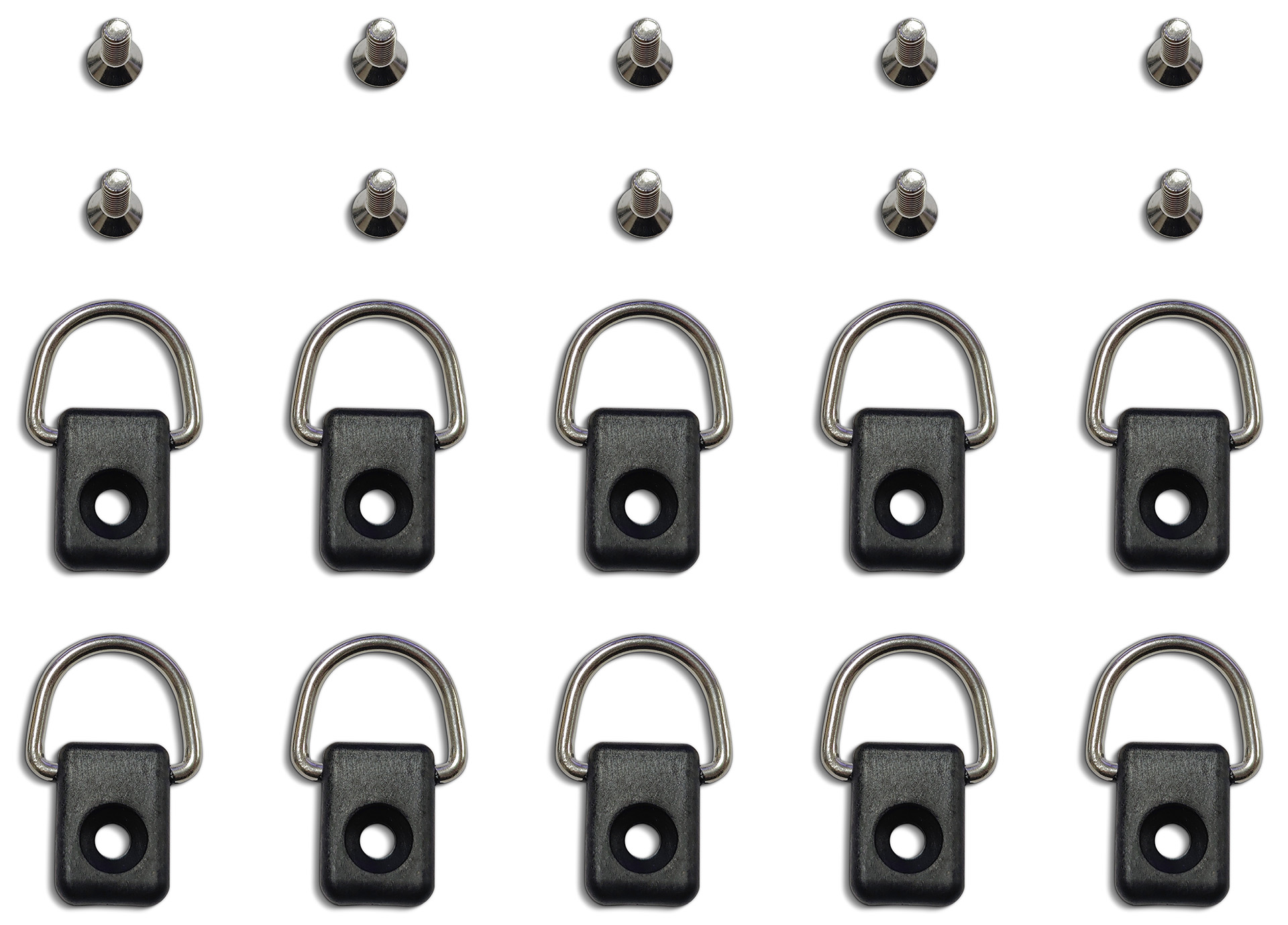 D-Ring inkl. Schrauben M6 Zubehör für Angelkajaks, Kajaks und Kanus | 10-er Pack