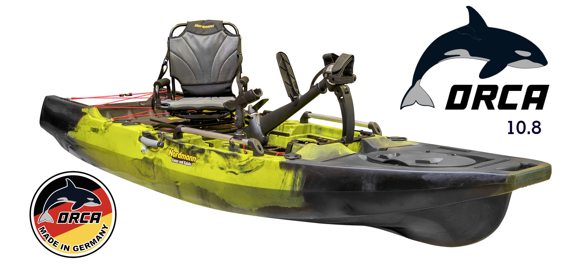 Nordmann® Orca 10.8 Angelkajak Sit on Top inkl. Zahnstangen-Pedalantrieb